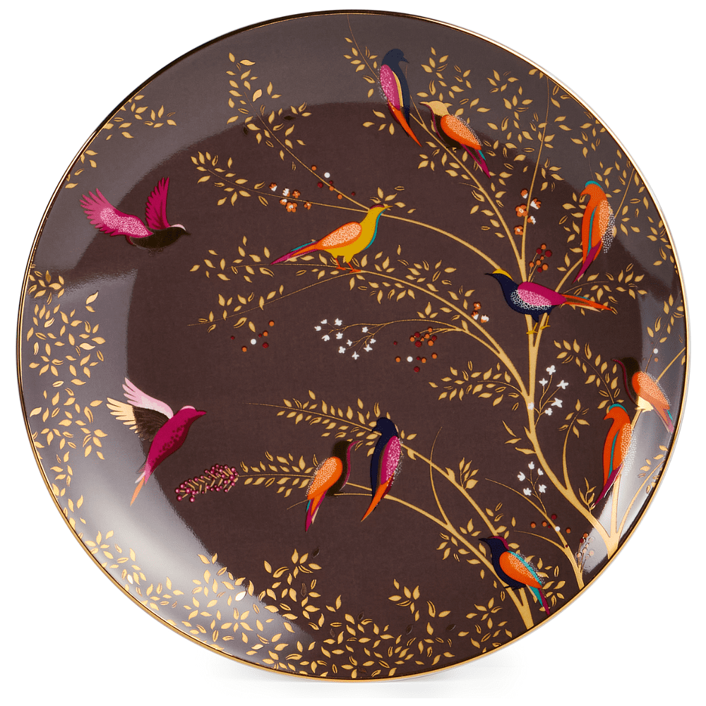 Тарелка фарфоровая "Golden birds", 20 см, коричневый