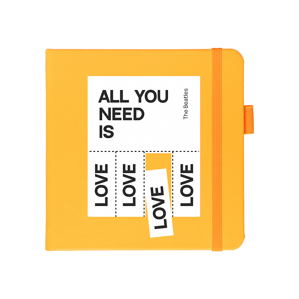 Скетчбук "All you need is love", 12х12 см, 140 г/м2, 80 листов, желтый