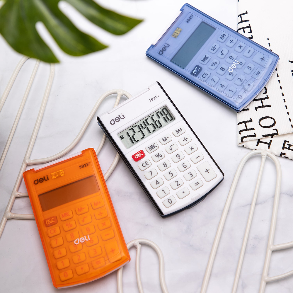 Калькулятор карманный Deli "Easy 39217", 8-ми разрядный, пластик, белый, черный - 4