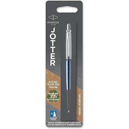 Ручка шариковая автоматическая "Jotter Core K63 Waterloo Blue CT", 1,0 мм, сине-голубой, серебристый, стерж. синий