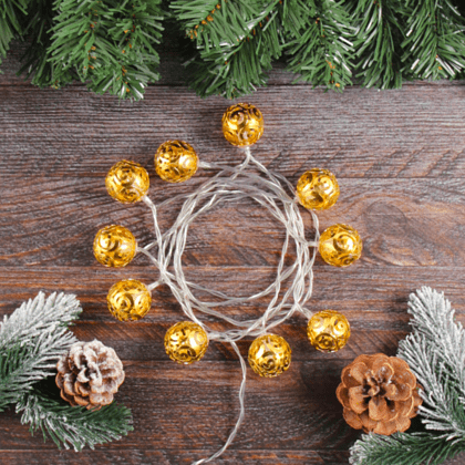 Гирлянда электрическая LED "Нить" с насадками "Ажурный шар", 2 м, тепло-белый - 4