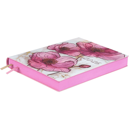 Ежедневник датированный "Розовые маки", А6, 353 страницы, розовый, 2026 - 3