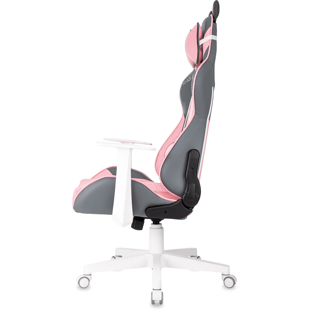 Кресло игровое Бюрократ Knight "Catzy", экокожа, пластик, серый, розовый - 8