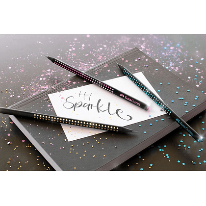 Карандаш простой "Sparkle", B, черный, золотой - 7