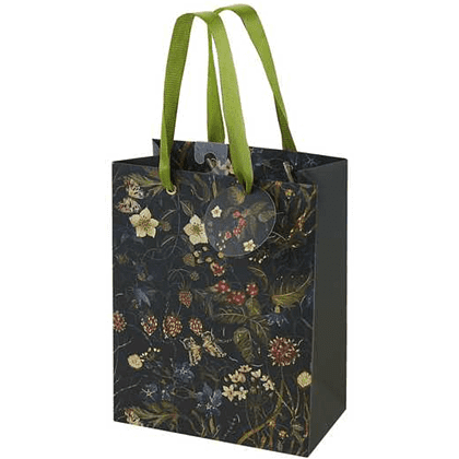 Пакет бумажный подарочный "Flora. Лесные ягоды", 18x23x10 см, зеленый