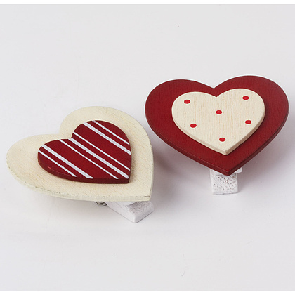 Прищепки декоративные "Сердечки с узором", 7.7x12 см, 6 шт. - 3