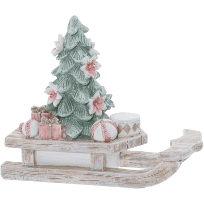 Фигурка "Елочка на санках", 10.5х12.5 см, разноцветный