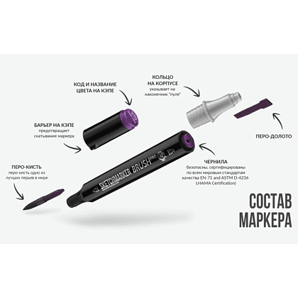 Маркер перманентный двусторонний "Sketchmarker Brush", R43 шербет - 7