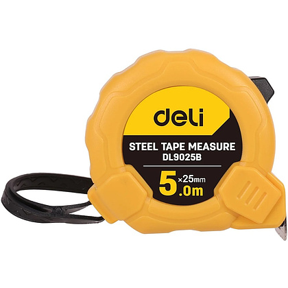 Рулетка Deli YS EDL9002B, 5 м х 25 мм, желтый, черный