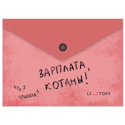 Папка конверт на кнопке "Зарплата котана", А6, красный