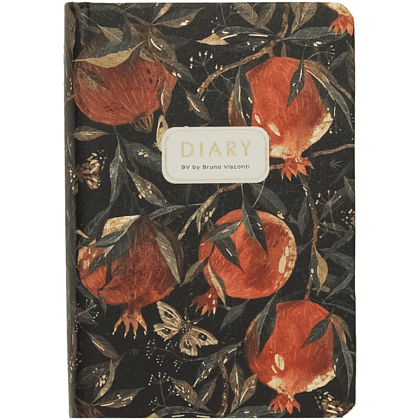 Ежедневник недатированный "Flora. Гранат", А7, 416 страниц, черный, красный