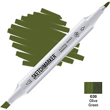 Маркер перманентный двусторонний "Sketchmarker", G30 зеленый оливковый