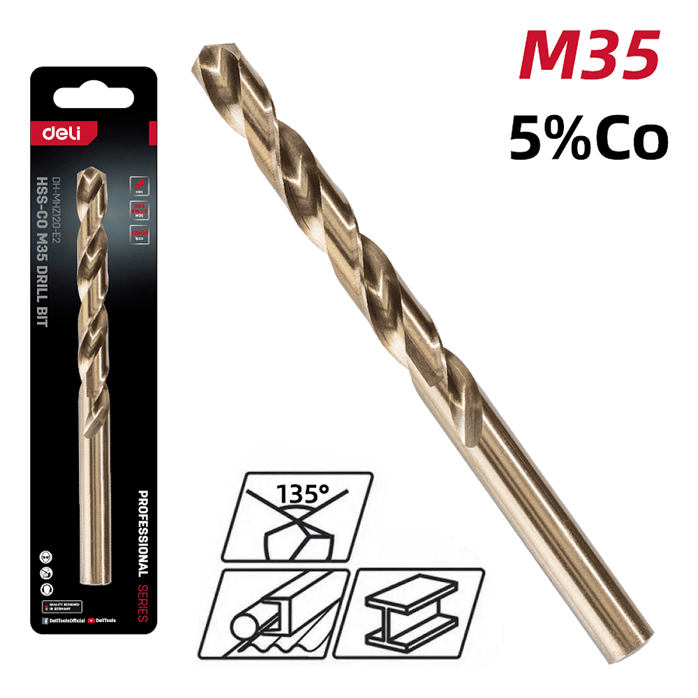 Сверло по металлу Deli RS EDH-MHZ120-E2, 12.0 мм, DIN 338, HSCo 5% - 2 Сверло по металлу Deli RS EDH-MHZ120-E2, 12.0 мм, DIN 338, HSCo 5% - 2