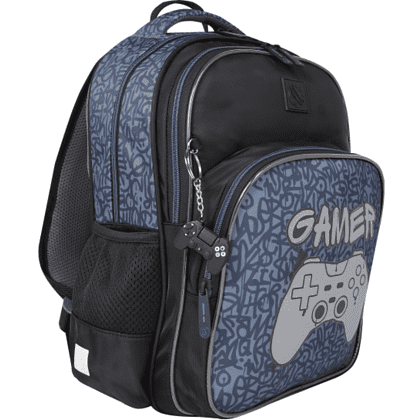 Рюкзак школьный "COMFORT Life Gamer", черный, синий - 2