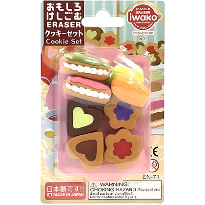 Набор ластиков "IWAKO Cookie Set", 6 шт, ассорти