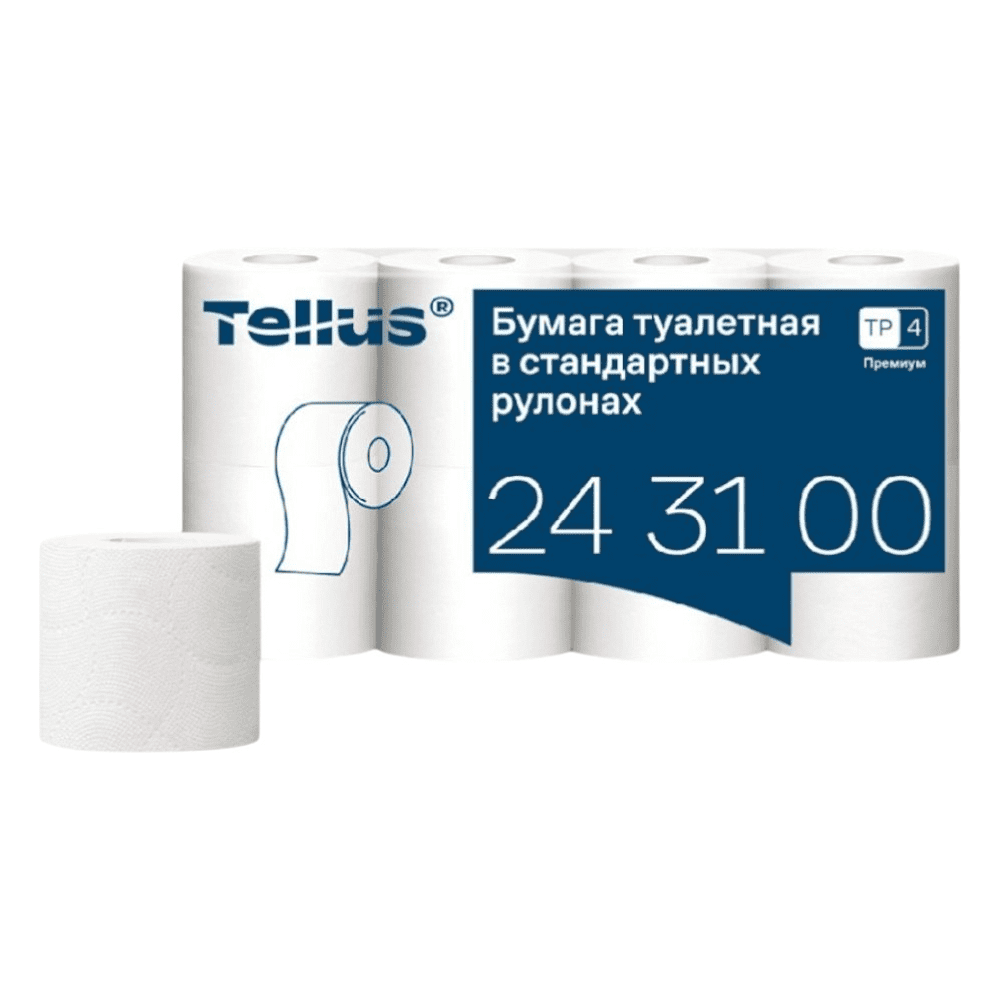 Бумага туалетная Tellus Премиум, TР4, 8 рулонов, 15 м, 3-слоя
