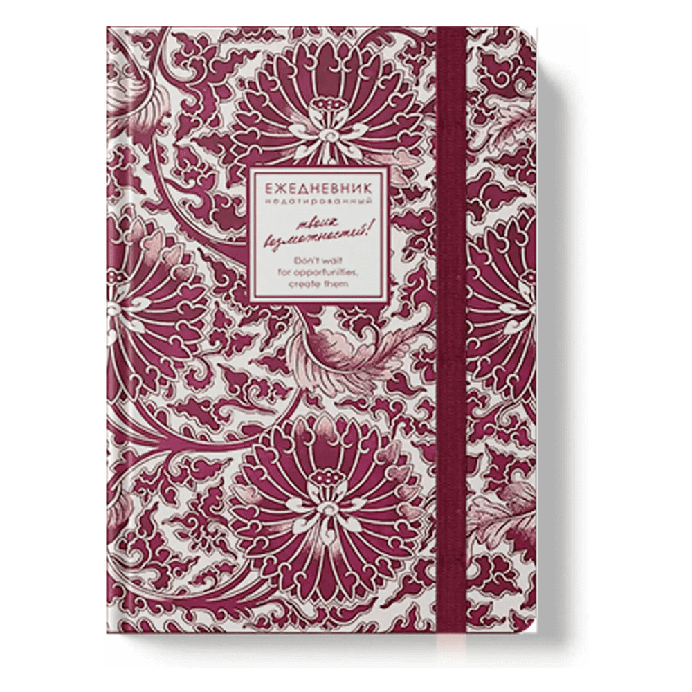 Ежедневник недатированный "Creator. Blossoms", A5, 128 листов, бордовый
