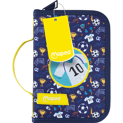 Пенал  "Foot", 1 отделение, с наполнением, синий, желтый - 2