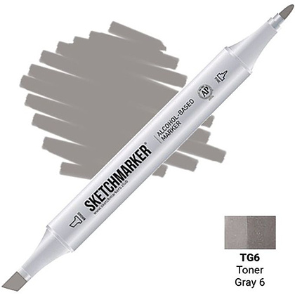 Маркер перманентный двусторонний "Sketchmarker", TG6 серый тонированный №6