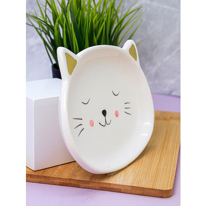 Тарелка керамическая "Cat plate", 19.5 см, бежевый - 4