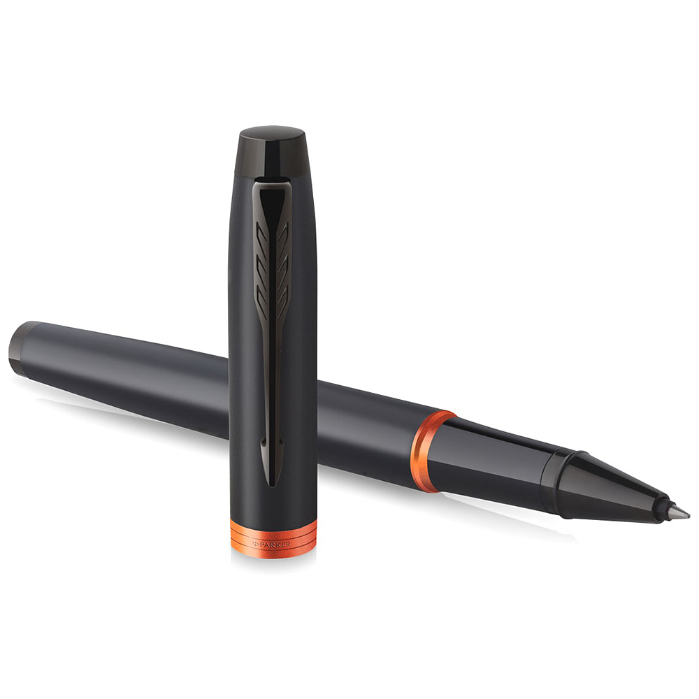 Ручка-роллер Parker "IM Vibrant Rings T315 Flame Orange PVD", 0,5 мм, черный, оранжевый, стерж. черный - 3