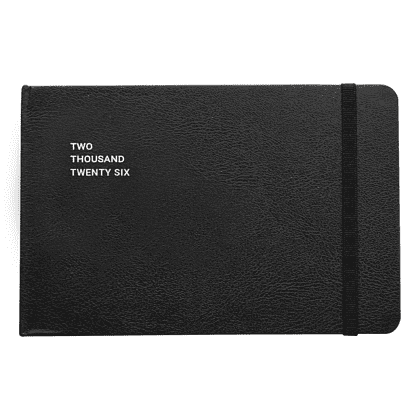 Еженедельник датированный "Monochrome" на 2026 год, А6, 128 страниц, на резинке, черный