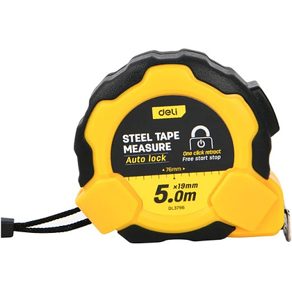 Рулетка Deli YS EDL3798, 5 м х 19 мм, желтый, черный