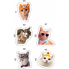 Набор наклеек объемных "Котики", А6, 1 лист, 5 шт