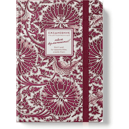 Ежедневник недатированный "Creator. Blossoms", A5, 128 листов, бордовый