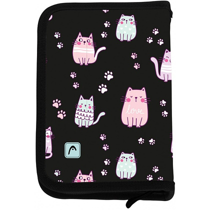 Пенал Astra "Lovely kitty", 1 отделение, черный, розовый - 2