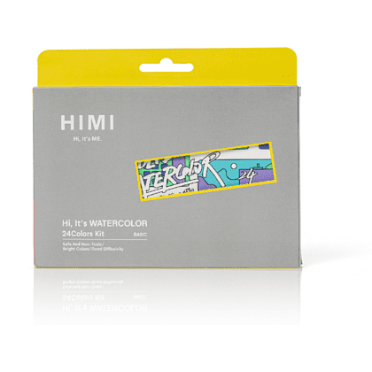 Набор для рисования акварелью "Himi New" (краски 24 цвета, кисть, блок для акварели), белый футляр - 5