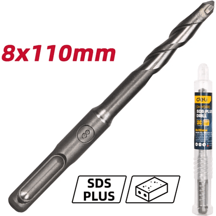 Бур по бетону Deli YS EDH-Y08110, 8 x 110 мм, SDS-PLUS - 2 Бур по бетону Deli YS EDH-Y08110, 8 x 110 мм, SDS-PLUS - 2