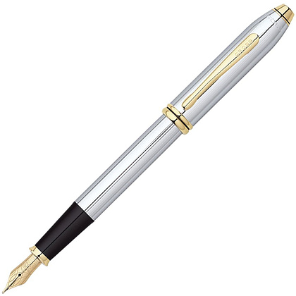 Ручка перьевая "Cross Townsend Medalist", F, серебристый, золотистый, патрон черный