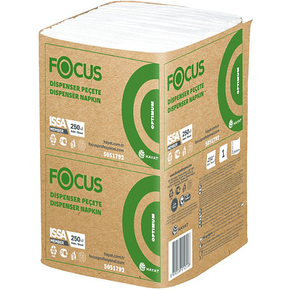 Салфетки бумажные Focus Optimum, 24х18 см, 1 слой, белый, 250 листов