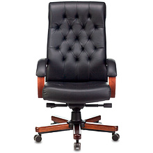 Кресло для руководителя Бюрократ T-9928WALNUT, кожа, металл/дерево, черный