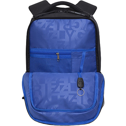 Рюкзак школьный "Greezly", с карманом для ноутбука, черный, синий - 3