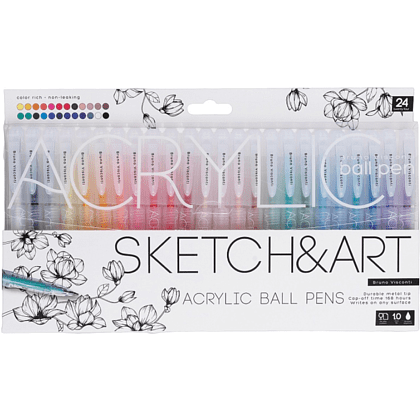 Набор ручек акриловых "Sketch&Art", 1 мм, 24 шт, ассорти