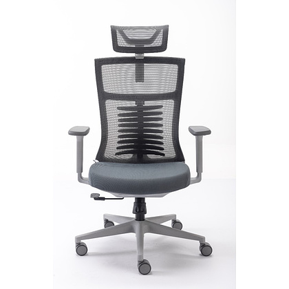 Кресло для руководителя EVOLUTION "FISHBONES", ткань, сетка, пластик, серый - 2