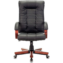 Кресло для руководителя "Бюрократ KB-10", кожа, металл, дерево, черный
