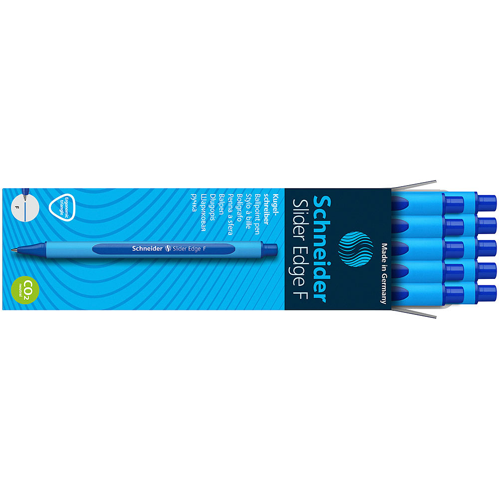 Ручка шариковая "Schneider Slider Edge F", голубой, синий, стерж. синий - 5