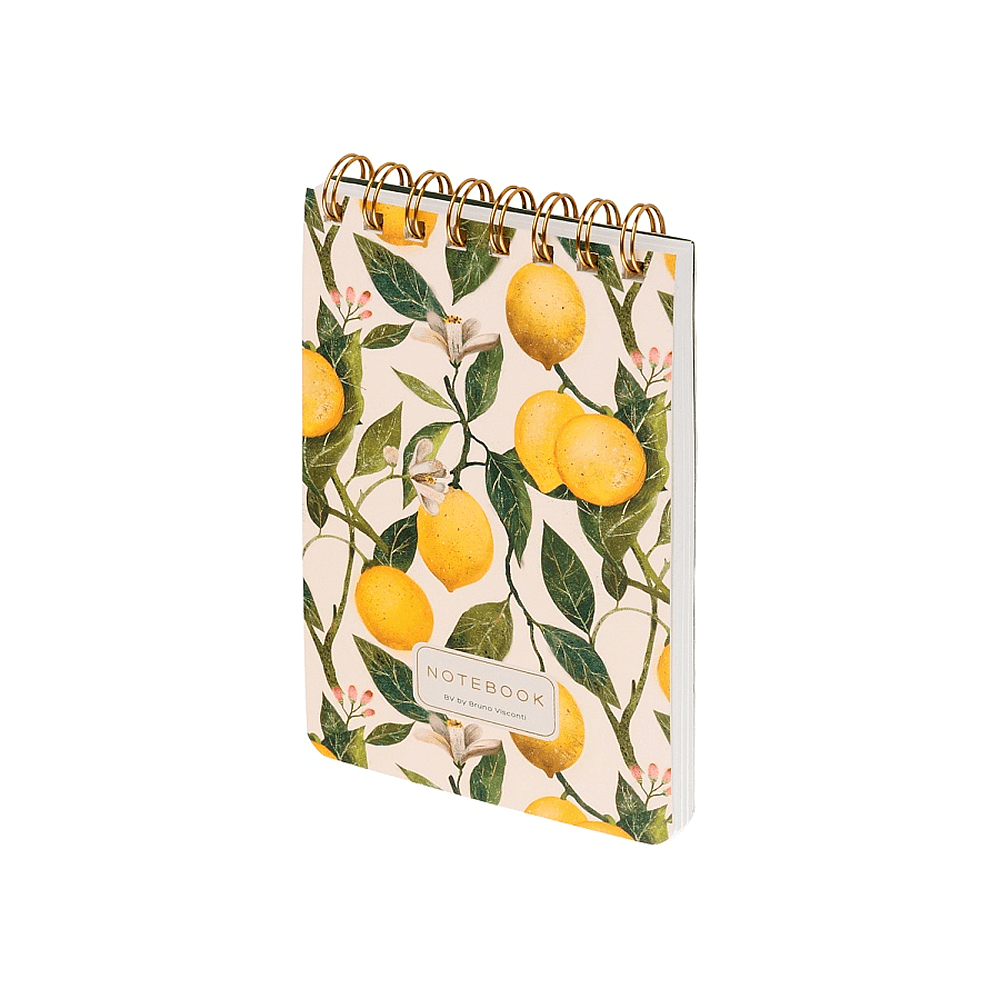 Блокнот "Flora. Paradise. Lemons", В6, 100 листов, линейка, спираль сверху, белый, желтый