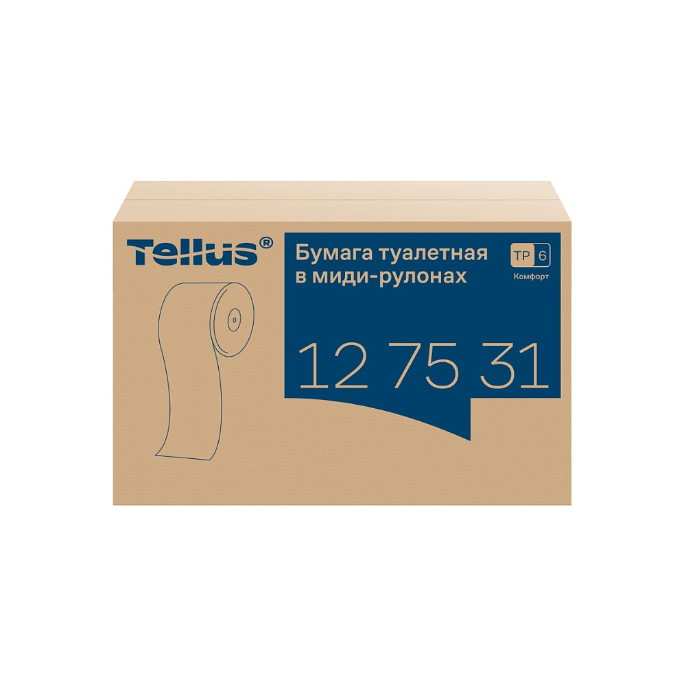 Бумага туалетная Tellus Комфорт T6, в миди-рулонах 100 м, 2 слоя - 3