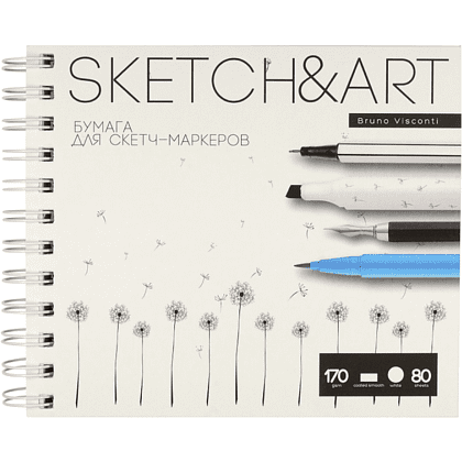 Скетчбук "Sketch&Art", 18х15.5 см, 170 г/м2, 80 листов, на спирали