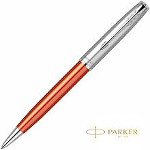 Ручка шариковая автоматическая Parker "Sonnet Essential SB K545", 0,7 мм, серебристый, оранжевый, стерж. черный