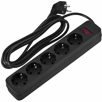 Сетевой фильтр Sonnen SPB-305, 3 м, 5 розеток, черный