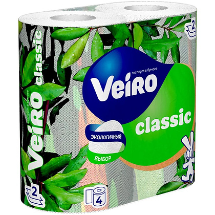 Бумага туалетная "Veiro Classic", 2 слоя, 4 рулона - 3