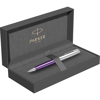 Ручка шариковая автоматическая Parker "Sonnet Essential SB K545", 0,7 мм, серебристый, фиолетовый, стерж. черный - 3