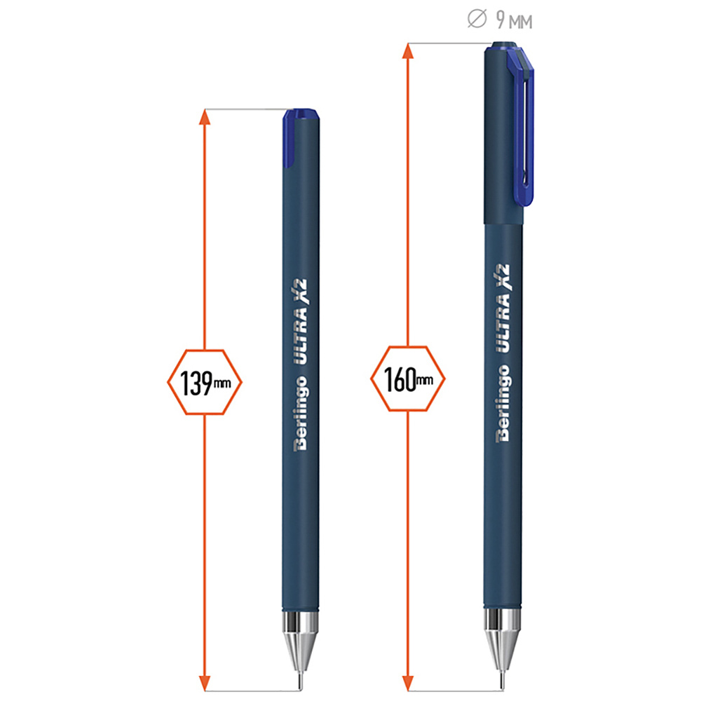Ручка шариковая "Ultra X2", 0,7 мм, серый, стерж. синий - 4