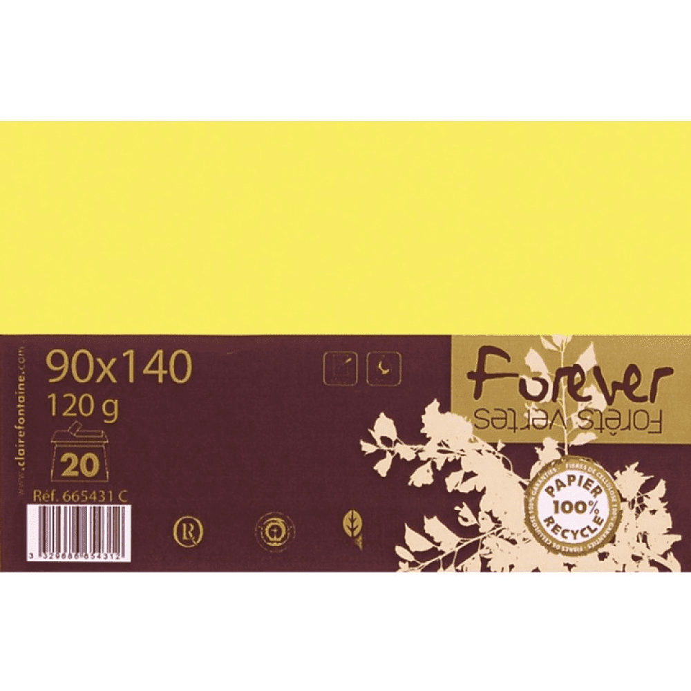 Конверт "Forever", 90x140 мм, 120г/м, лимонный