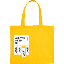 Сумка-оверсайз «All you need is love» из переработанного хлопка, 320 г/м2, желтый       